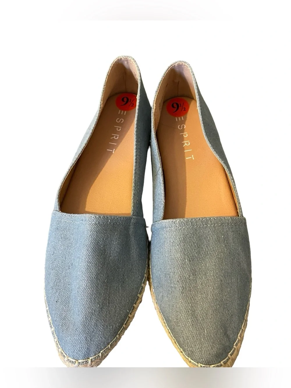 ESPRIT Wyoming Light Blue Chambray Denim Espadrilles Slip-On Shoes Jute Sole 9.5